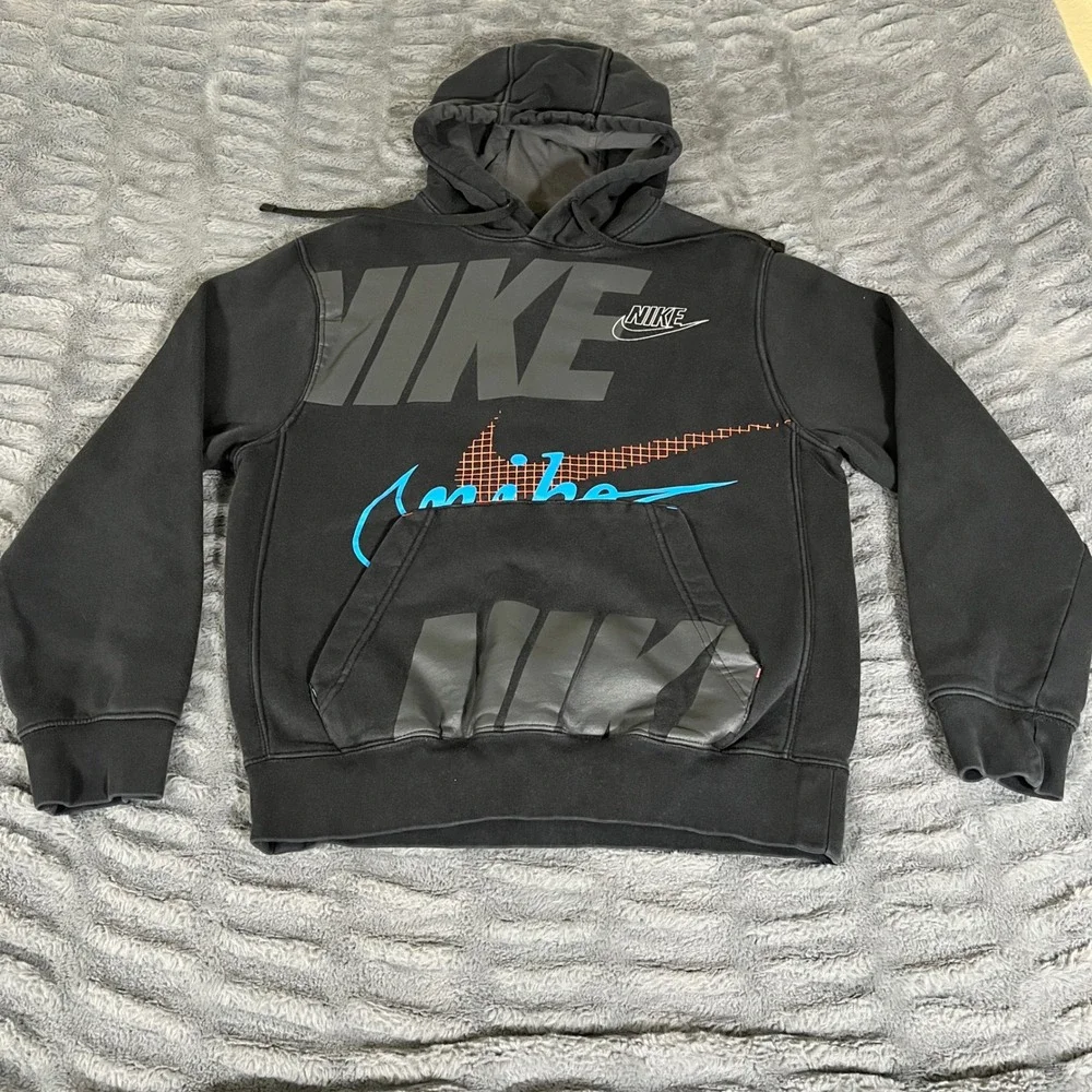Nike Mens Black Multi Logo Graphic Pullover Hoodie CU3511-010 Small